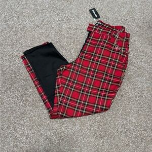 Hot Topic Black & Red Plaid Split Leg Pants ✨NWT✨